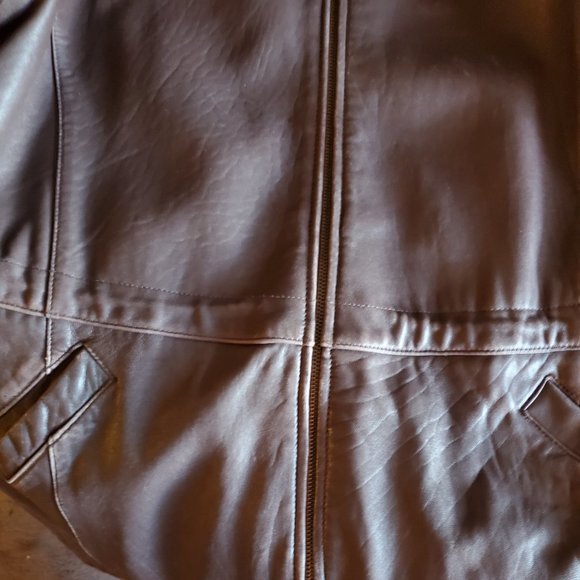 Jacqueline Ferrar Women's Brown Leather Coat with Hood & Tie Waist, Size XL Good - Picture 8 of 14